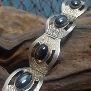 Sterling Silver and Hematite Hinged Bracelet .925